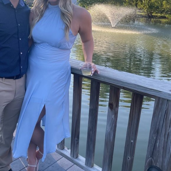 Hello Molly | Steel Blue Maxi Halter Dress | Size M | Only Worn Once! - Picture 4 of 5